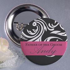 Pink Father Of The Groom Personalised Button Pin, 1