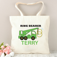Ring Bearer Green Truck Personalised Tote Bag