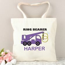 Ring Bearer Purple Truck Personalised Tote Bag