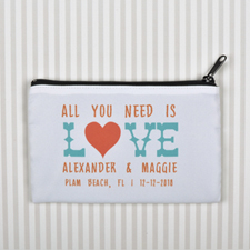 All You Need Is Love Personalised Wedding Cosmetic Bag