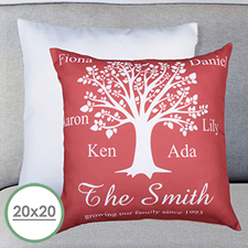 Burgundy Family Tree Personalised Large Pillow Cushion Cover 20