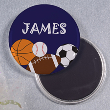 Navy Sports Personalised Round Button Magnet