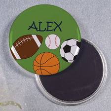 Green Sports Personalised Round Button Magnet