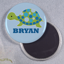 Blue Turtle Personalised Round Button Magnet