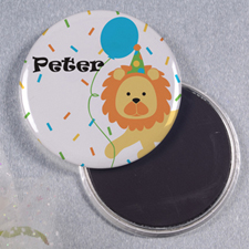 Lion Balloon Personalised Round Button Magnet