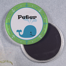 Whale Boy Personalised Round Button Magnet