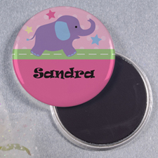Elephant Personalised Round Button Magnet