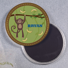 Monkey Personalised Round Button Magnet