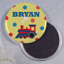 Train Personalised Round Button Magnet
