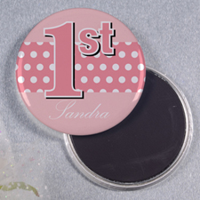 Girl First Birthday Personalised Round Button Magnet