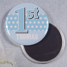 Boy First Birthday Personalised Round Button Magnet