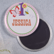 First Birthday Butterfly Personalised Round Button Magnet
