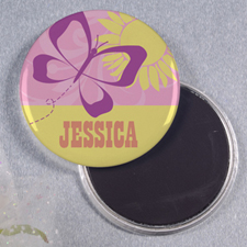 Butterfly Floral Personalised Round Button Magnet