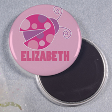 Lady Bug Personalised Round Button Magnet