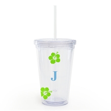 Design Your Own Green Hibiscus Flower Acrylic Tumbler