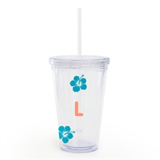Create Your Own Blue Hibiscus Flower Acrylic Double Wall Tumbler