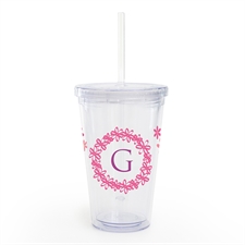 Customise Pink Floral Acrylic Double Wall Tumbler