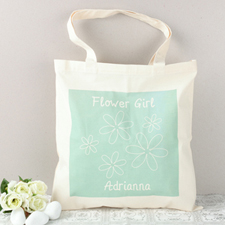 Aqua Flower Girl Personalised Cotton Tote Bag