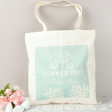 Sea Horse Flower Girl Personalised Cotton Tote Bag
