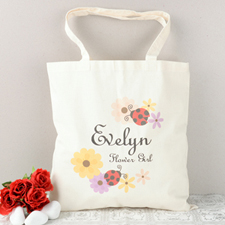 Ladybugs Flower Girl Personalised Cotton Tote Bag