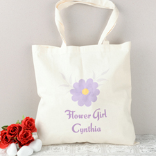 Purple Daisy Flower Girl Personalised Cotton Tote Bag