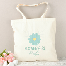 Blue Daisy Flower Girl Personalised Cotton Tote Bag