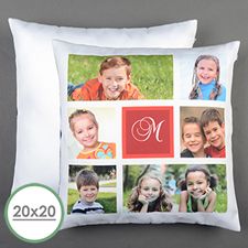 White Collage Personalised Large Pillow Cushion Cover 20