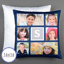 Navy Six Collage Personalised Pillow Cushion Cover 16