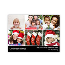 Personalised 6 Photo Very Merry  Black Invitation Holiday Cards