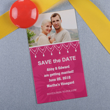 Create And Print Fuchsia Luster Photo Save The Date Magnet 2