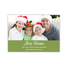 Personalised Merry Christmas  Green Invitation Holiday Cards