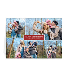 Custom Printed 4 Photo Collage Red Greeting Card