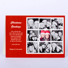Custom Printed 9 Photo Collage Rejoice  Red Greeting Card