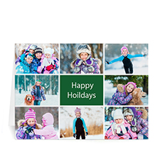 Custom Printed 8 Photo Collage Great Joy  Green Greeting Card