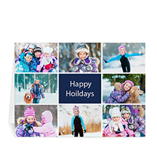 Custom Printed 8 Photo Collage Great Joy  Blue Greeting Card