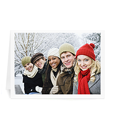 Custom Printed Christmas Picture In Landscape  White Border Greeting Card