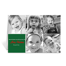 Custom Printed 5 Photo Collage Year In Review  Green Greeting Card