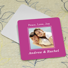 Hot Pink Personalised Photo Square Cardboard Coaster