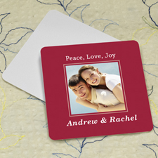 Red Personalised Photo Square Cardboard Coaster