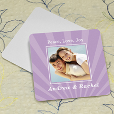Lavender Stripe Personalised Photo Square Cardboard Coaster