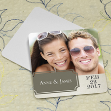 Grey Banner Personalised Photo Square Cardboard Coaster