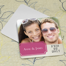 Hot Pink Banner Personalised Photo Square Cardboard Coaster