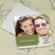 Green Banner Personalised Photo Square Cardboard Coaster