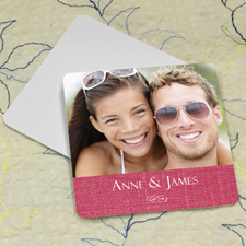 Pink Linen Personalised Photo Square Cardboard Coaster