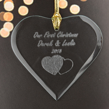 Interlocking Hearts Personalised Engraved Glass Ornament