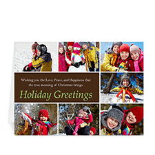 Custom Printed 7 Photo Collage Merry Mod  Chocolate Greeting Card