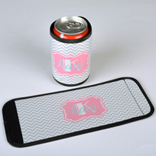 Grey Pink Chevron Personalised Can And Bottle Wrap