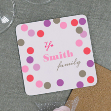 Pink Dots Personalised Cork Coaster