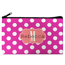 Pink Polka Dot Personalised Cosmetic Bag