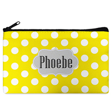 Yellow Polka Dot Personalised Cosmetic Bag